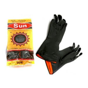 Sun Industrial Hand Glove Rubber Made Black Safety Gloves 1 Pair