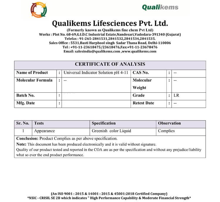 FQ2406005 Universal pH Indicator solution