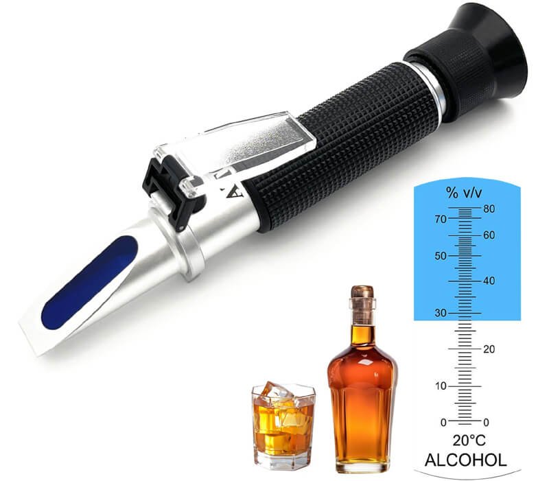 Alcohol Refractometer 0-80% V/V Handheld Wine Hydrometer