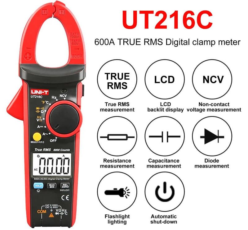 UNI T Digital Clamp Meter 600A UT216C