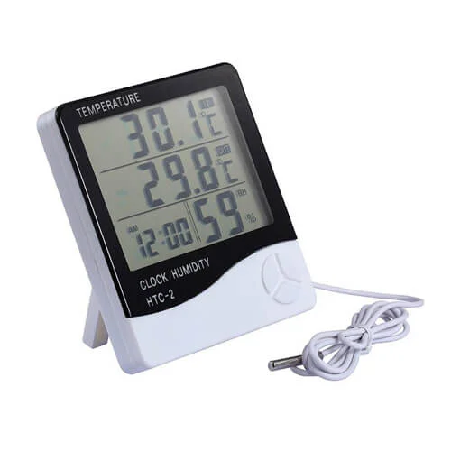 HTC-1 Room Temperature and Humidity Meter with Time Price in