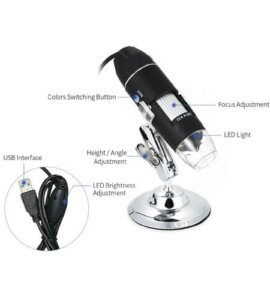 Magnification USB Digital Microscope with OTG Function Endoscope 8 LED Light Magnifying Glass Magnifier with Stand