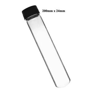 Pyrex Test Tube with Black Cap 8 Inch Clear Glass Tube