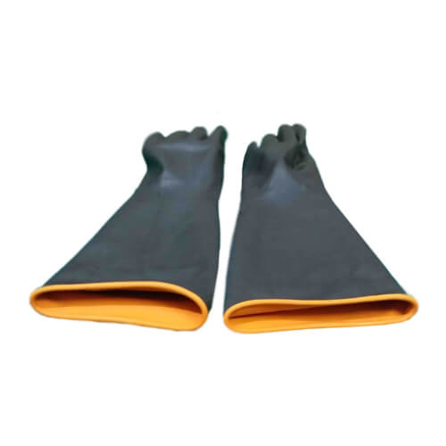 18 Inch Industrial Heavy Duty Rubber Hand Gloves Black Color
