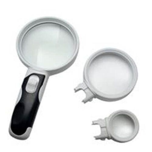 Interchangeable Magnifying Glass 2.5x 5x 16x With 2 LED Bulb .