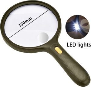 Magnifying Glass 150mm Double Magnification with 3LED Light