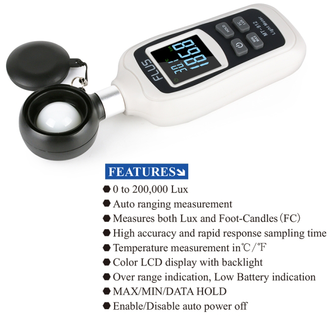 Flus Handheld Lux Meter MT-912 Light Meter