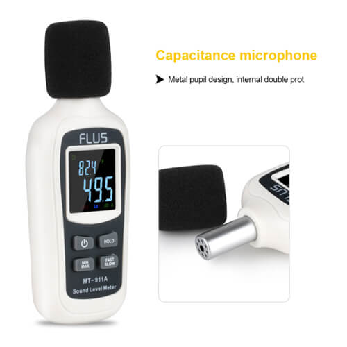 Flus Digital Mini Sound Level Meter MT 911A with Temperature Details