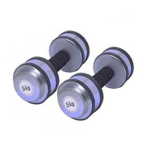 Silver Dumbbell Set with Rubber Gripped 10kg 5kg X 2
