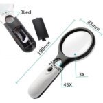 Handheld Magnifying Glass with 3 LED 75mm
