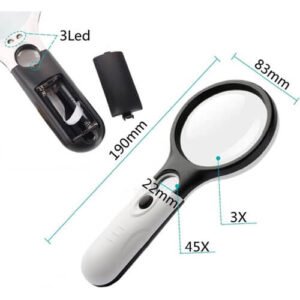 Handheld Magnifying Glass with 3 LED 75mm