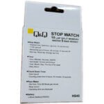 Q&Q Digital Stop Watch HS45 Stopwatch Box Back Side