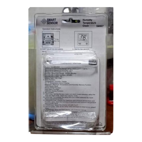 Smart Sensor Temperature Humidity Clock SM807 Back Side