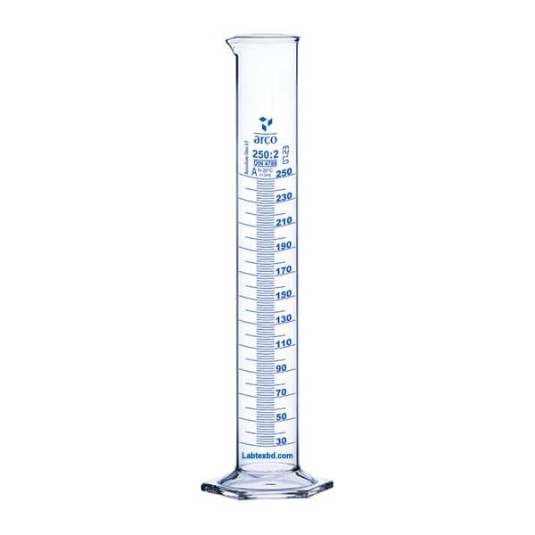 Arco Measuring Cylinder 250mL Class-A Hexagonal Base Arco Measuring Cylinder 250mL Class-A Hexagonal Base