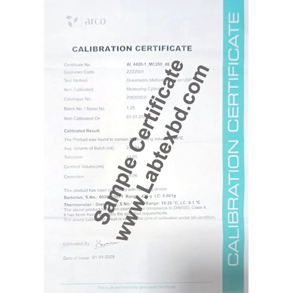 Arco Measuring Cylinder Certificate Sample Arco Measuring Cylinder Certificate Sample