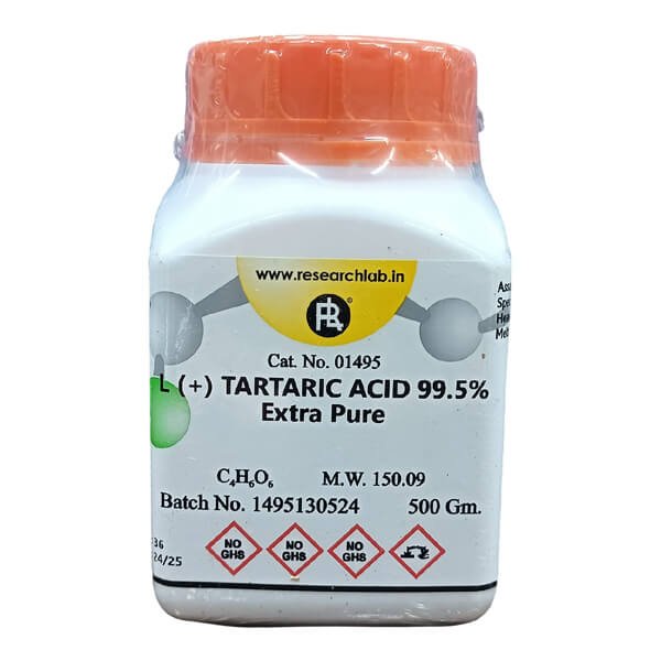 L(+) Tartaric Acid 99.5% Extra Pure 500g RL India