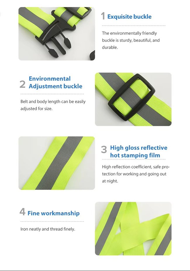Reflective Safety Harness Vest Green Color Details Descriptions