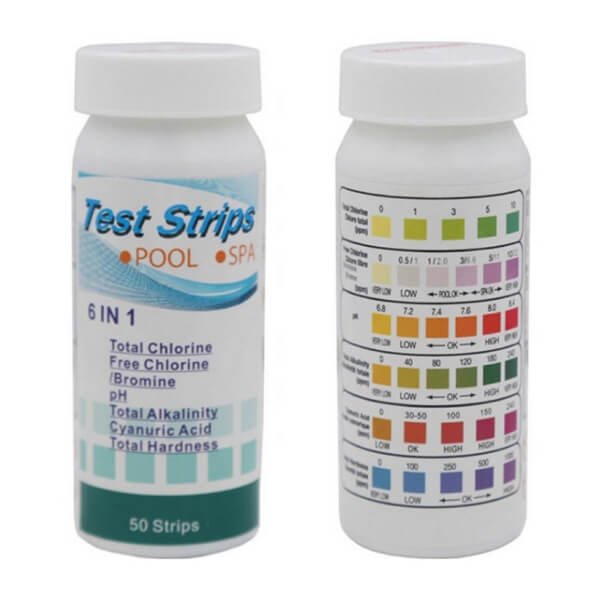 Six in One Water Test Paper 50 Strip for Spa, Swimming Pool Six in One Water Test Paper 50 Strip for Spa, Swimming Pool
