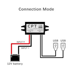 12V to 5V 3A DC-DC Converter, Dual USB Waterproof Step Down Module Diagram