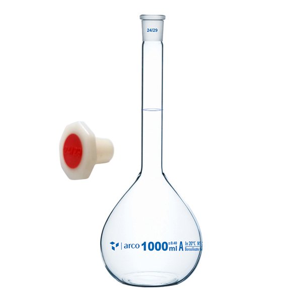 Arco Volumetric Flask 1000mL with Plastic Stopper Arco Volumetric Flask 1000mL with Plastic Stopper